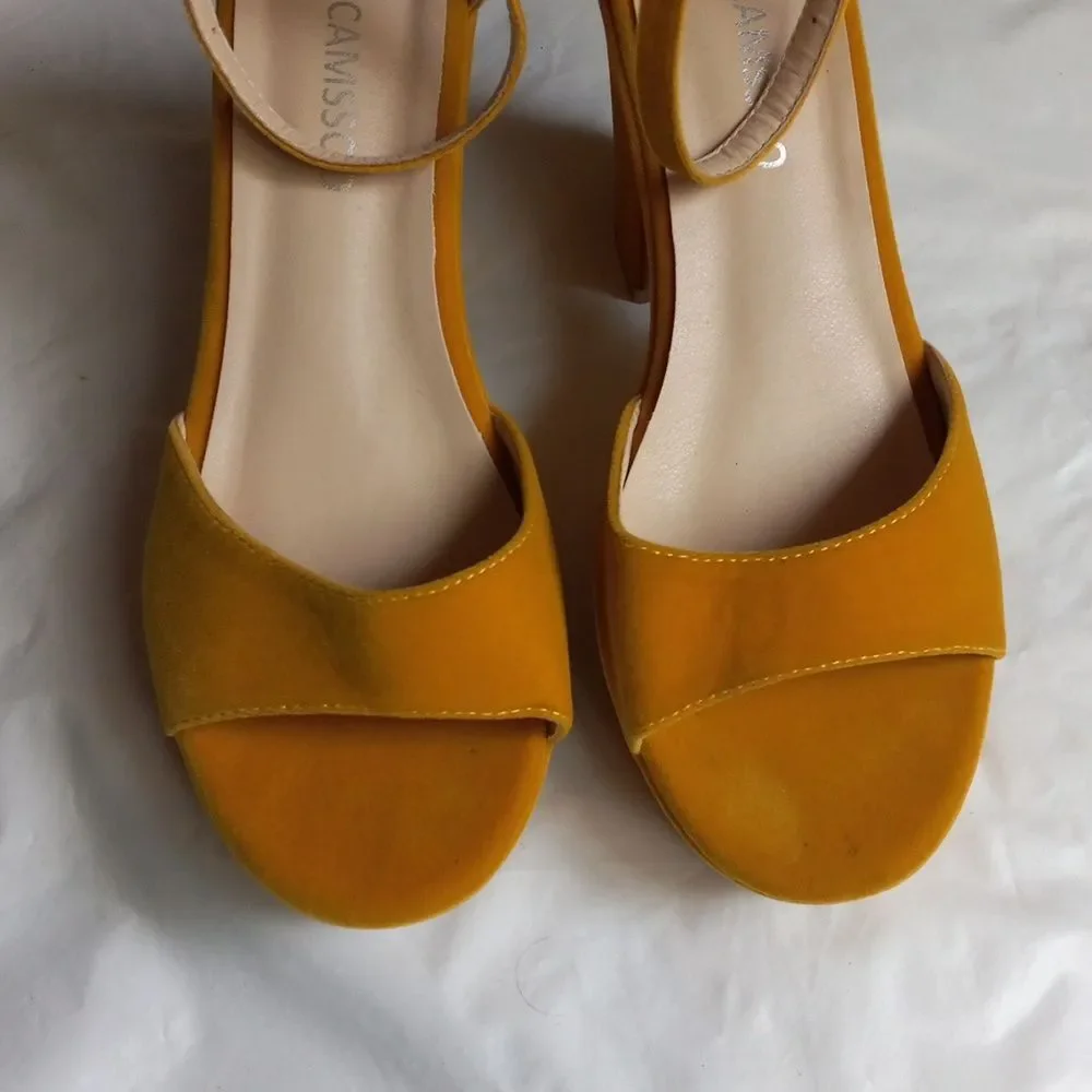 Camssoo Women's Platforms Wedges Sandal Suede Open Toe Ankle Sz 40
